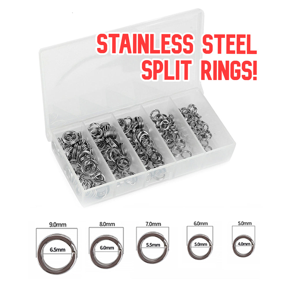 200 Pcs No Rust Solid Stainless Steel Fishing Split Ring Set
