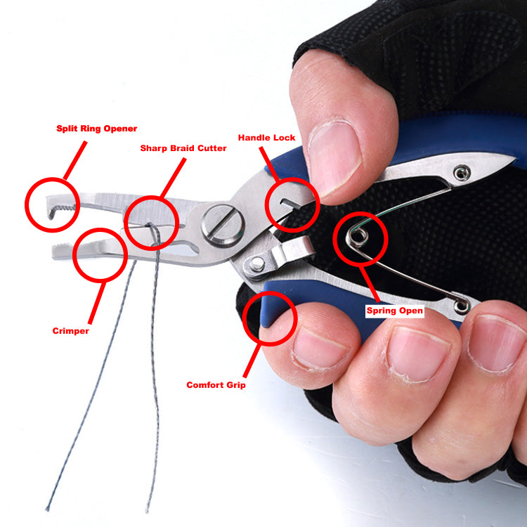 Generic All For Fishing Pliers Scissors Stainless Steel Fishing Line Cutter Split  Ring Pliers Hook Remover Tool With Lanyard And Sheath
